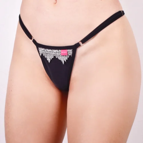 Black Poison Micro Bikini -Bold Sea Bikini Store Black Poison Micro Bikini Side Adjustable V String Front