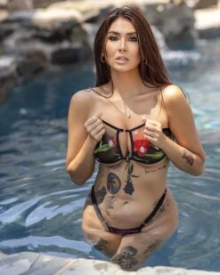 La Coccinelle Bandeau Bikini -Bold Sea Bikini Store La Coccinelle Bandeau Bikini Floral Print and Black Micro Mesh