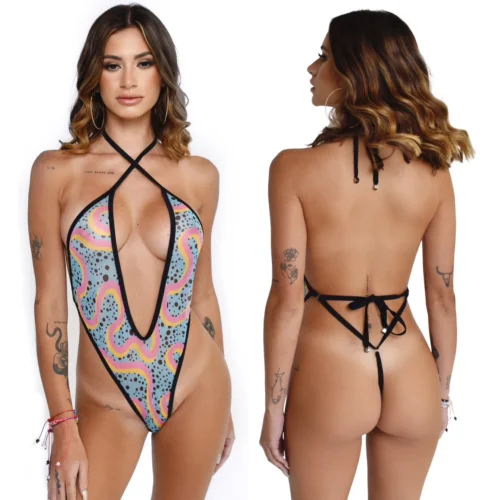 Miami Vibes One Piece Swimsuit -Bold Sea Bikini Store Miami Vibes See Thru Swimsuit by Oh Lola Swimwear