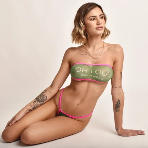 Oh Lola Swimwear Sheer Bandeau – Green -Bold Sea Bikini Store OH LOLA SWIMWEAR Sheer Bandeau Green