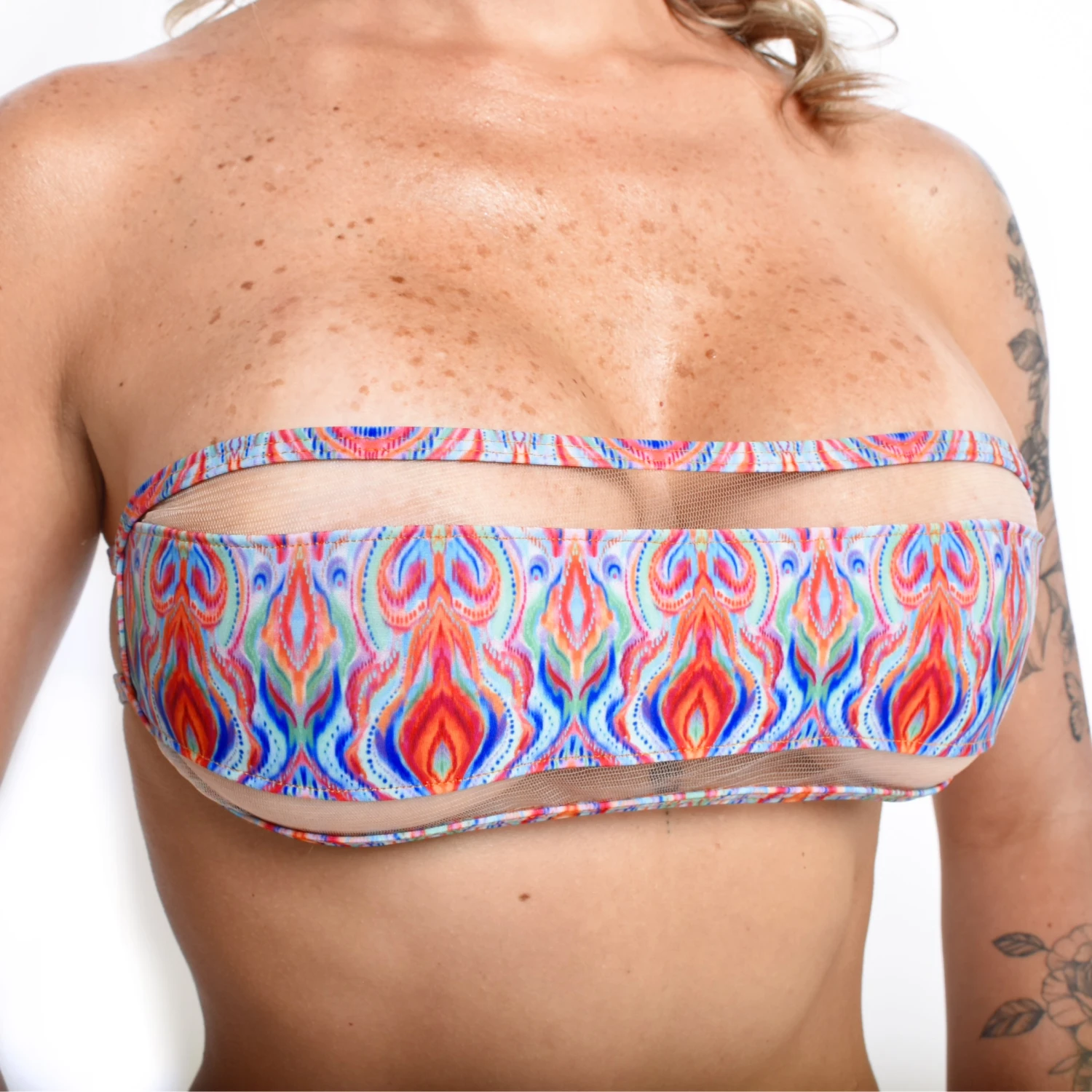 Royal Feathers Bandeau Bikini – Blue 2 Royal Feathers Bandeau Bikini – Blue - Image 2