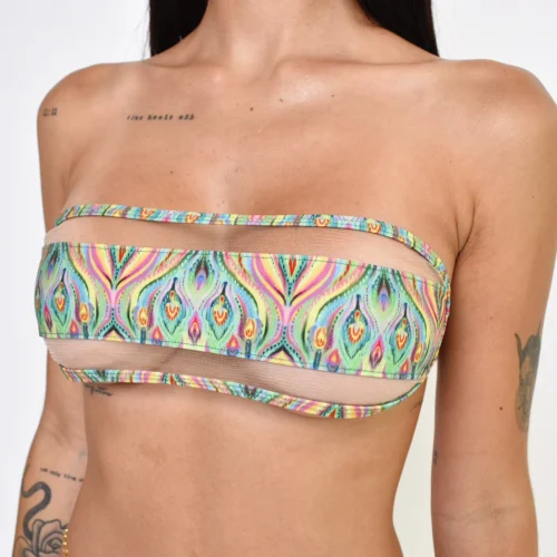 Royal Feathers Bandeau Bikini – Green 6 Royal Feathers Bandeau Bikini – Green -Bold Sea Bikini Store Royal Feathers Bandeau Bikini Green TOP by Oh Lola Swimwear