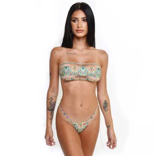 Royal Feathers Bandeau Bikini – Green