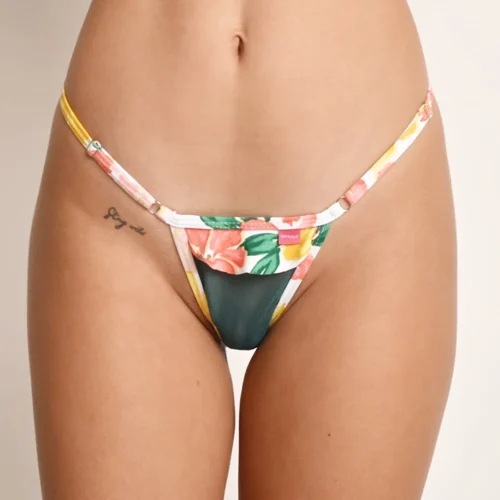 Sexy Bouquet Sheer Micro Bikini -Bold Sea Bikini Store Sexy Bouquet Sheer Micro Bikini Side Adjustable V String Front View