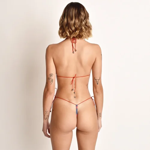 Sexy Liberty String Bikini -Bold Sea Bikini Store Sexy Liberty String Bikini Side Tied G String Rear View
