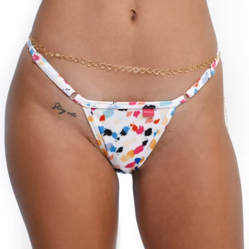 Sexy Palette Micro Bikini -Bold Sea Bikini Store Sexy Palette Micro Bikini Side Adjustable V String FRONT by Oh Lola Swimwear