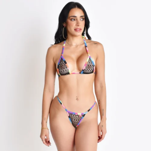 Surfer Girl Black Mesh Micro Bikini