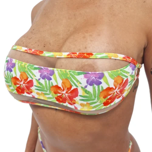 Tropical Breeze Bandeau Micro Bikini -Bold Sea Bikini Store Tropical Breeze Bandeau Bikini by OH LOLA SWIMWEAR TOP