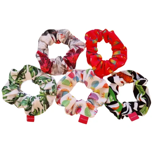 Tropical Hair Scrunchies – 5 Pieces Set