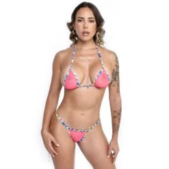 Vibrant Bloom Sheer Bikini โ Pink