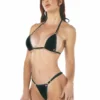 Onyx Black Bikini With Handcrafted Silver Crochet Trim