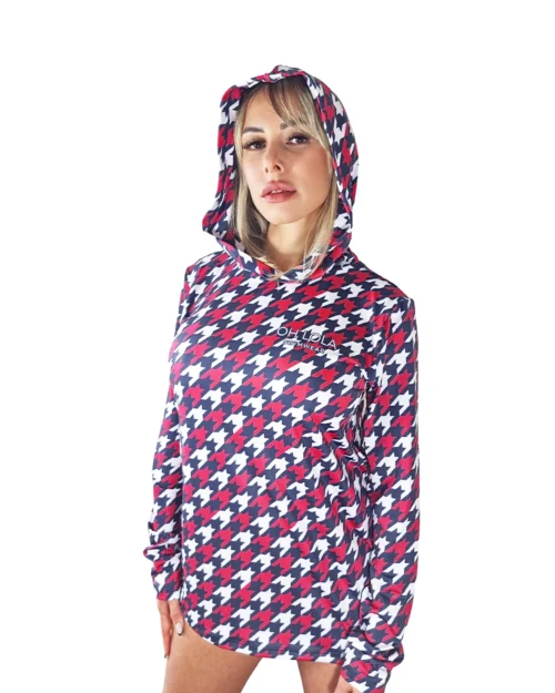 Houndstooth Hooded Fishing Shirt – USA