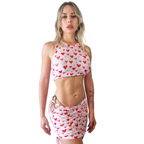 Love Hearts Sheer Dress (White)